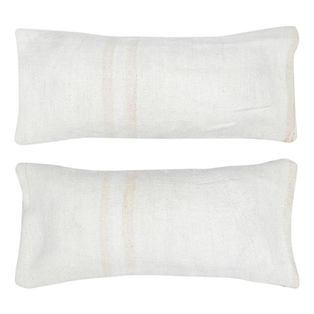 12"x28" SET OF 2 - Handmade Cushion Covers. Vintage Kilim Lumbar Pillow Covers For Sale