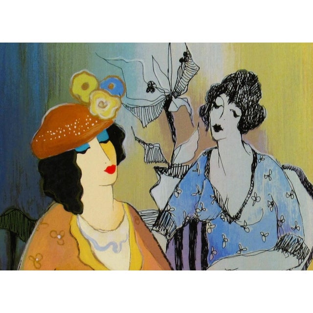 Printmaking Materials Itzchak Tarkay, Sophia Relaxes at the Cafe, Circa 1990 For Sale - Image 7 of 11