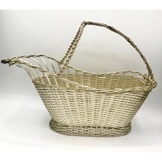 Mid-Century French Silver Wire Wine Basket For Sale - Image 4 of 8