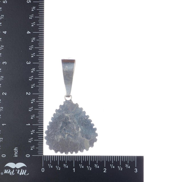 Nelson Morgan Navajo sterling Needlepoint turquoise Kokopelli shadowbox pendant For Sale - Image 4 of 4