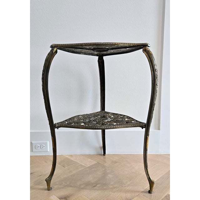 Mid 20th Century Italian Hollywood Regency Brass “Tous-Les-Trois” Heron & Grapevine Two-Tier Side Table, Marked Italy For Sale - Image 4 of 12