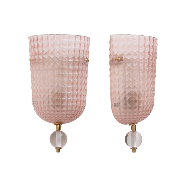 Art Dèco Italian Murano Glass and Brass Sconces, 2000, Set of 2 For Sale - Image 9 of 9
