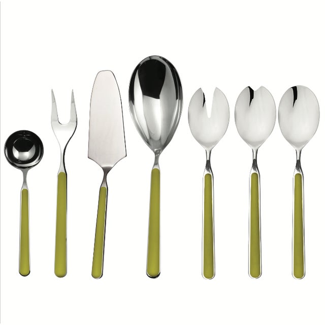 Contemporary Mepra Fantasia 7-Piece Serving Set, Olive Green For Sale - Image 3 of 3