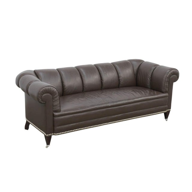 English Baker Furniture Leather Chesterfield Sofa For Sale - Image 3 of 7