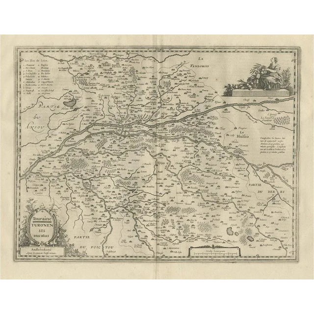 17th Century Antique Map of the Region of Touraine by Janssonius, 1657 For Sale - Image 5 of 5