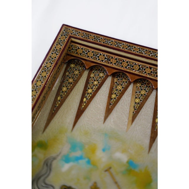 Brown Handcrafted Chess & Backgammon Set, Polo Miniature Khatam Board For Sale - Image 8 of 9