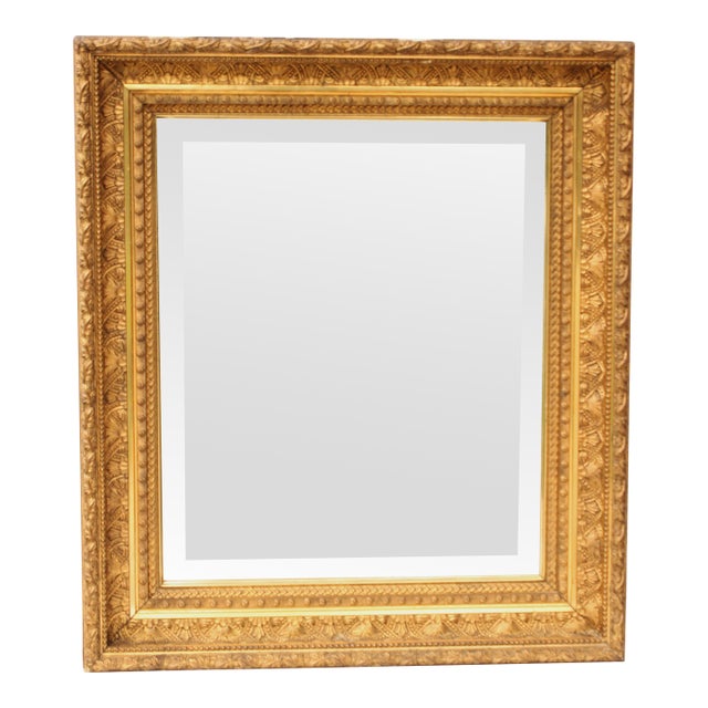 Antique Louis XVI French Style Gilded Beveled Mirror/27.25" For Sale