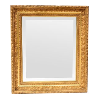 Early 1900's French Style Carved Gilded Framed Beveled Mirror/27.25" For Sale