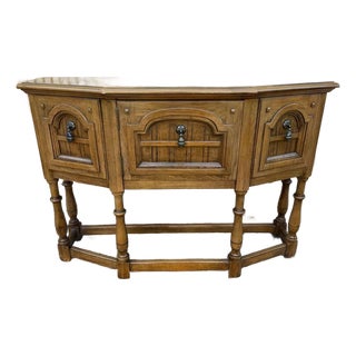 Vintage Jacobean Style Oak Sideboard Cupboard Cabinet For Sale