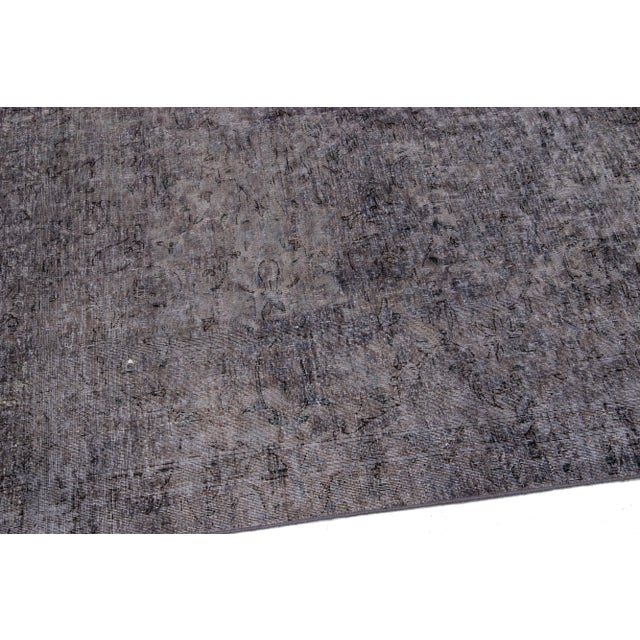 Gray Vintage Persian Overdyed Handmade All-Over Gray Wool Rug For Sale - Image 8 of 11