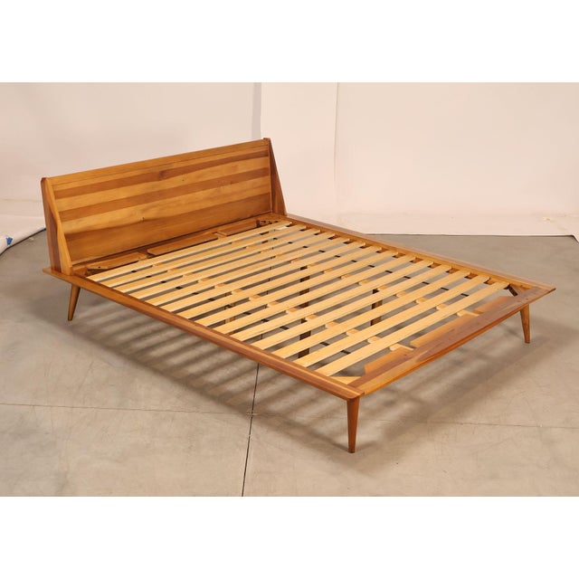 High Quality Walnut Finish California King Bed on Tapered Legs