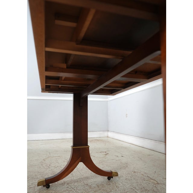 Hekman 2 Drawer Yew Wood & Walnut Library Table For Sale - Image 15 of 17