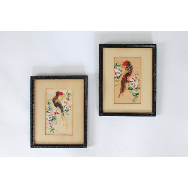 Mexican Vintage Mexican Feather Art Bird Wall Hangings For Sale - Image 3 of 12