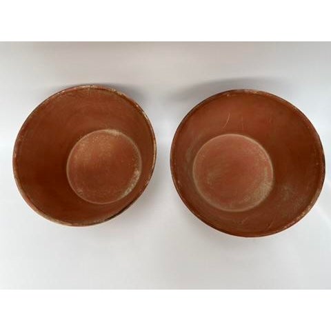 1990s Medium Terra Cotta Style Tole Footed Bowls a Pair For Sale - Image 5 of 7