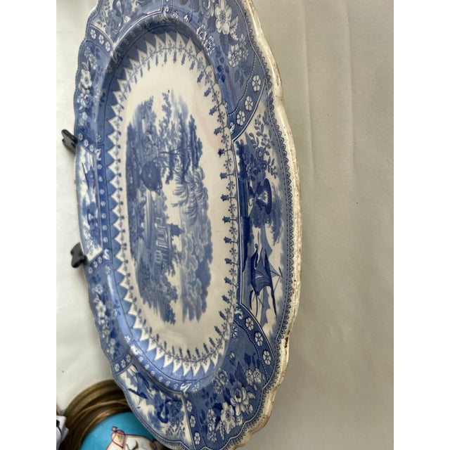 Ceramic 19th Century Victorian Staffordshire Blue Transfer-Printed “Canova” Platter For Sale - Image 7 of 13