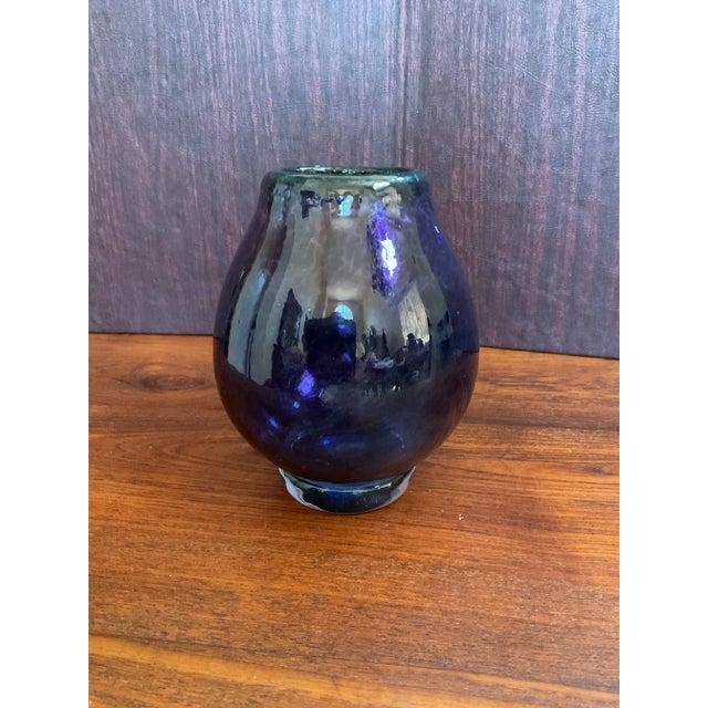 Glass Vintage Purple Glass Vase Handblown and Crafted by Artist For Sale - Image 7 of 11