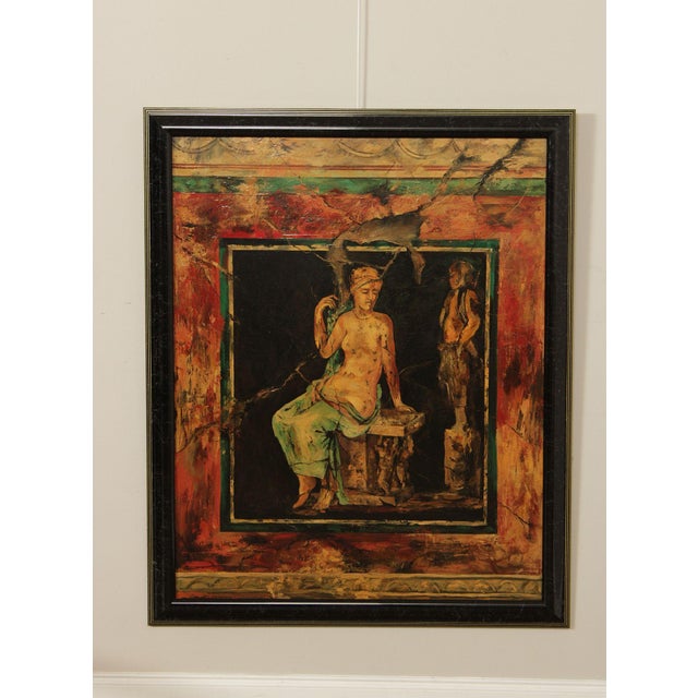 High Quality Roman Fresco Oil Painting Signed Fabriano with Black Frame. This Reproduction in The Style of the Old Italian...