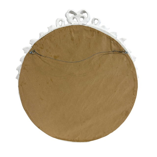 French Country White Painted Carved Wood Floral Mirror With Bow For Sale - Image 3 of 5