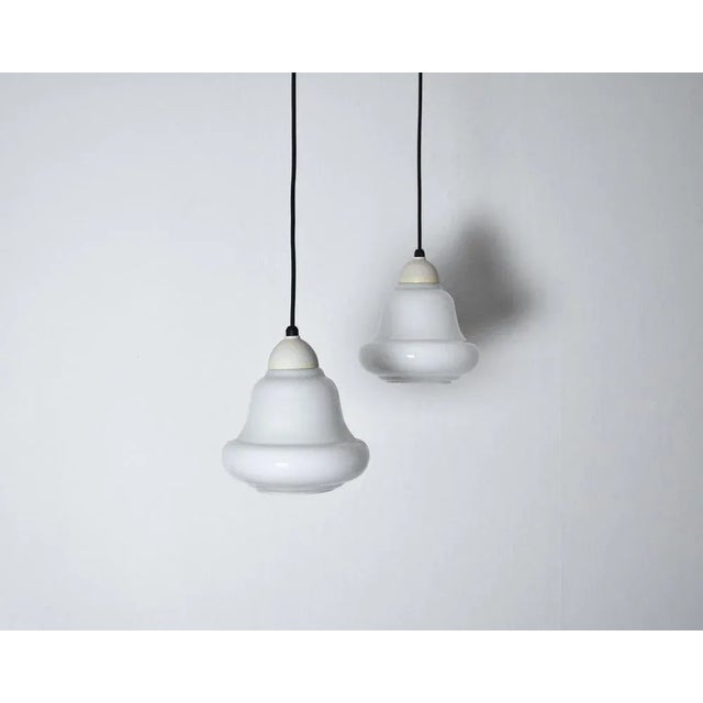 1950s Danish Pendant Lamps in Opaline Glass, 1940s, Set of 2 For Sale - Image 5 of 11