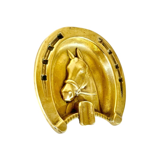 Vintage French Gilt Bronze Horse and Horseshoe Ashtray Dish Chairish