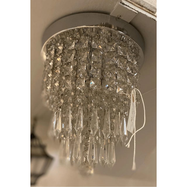 Vintage Crystal Hall Foyer Chandelier Flush Mount For Sale - Image 4 of 6