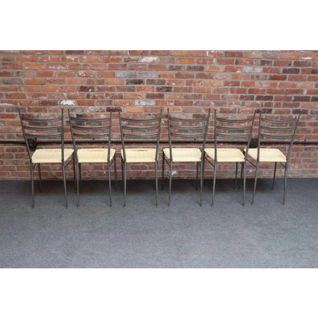 1950s Set of Six Italian Modernist Steel and Brass Dining Chairs After Gio Ponti For Sale - Image 5 of 18