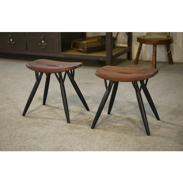 Ilmari Tapiovaara First Edition Pirkka Stools by Ilmari Tapiovaara for Laukaan Puu, 1950s, Set of 2 For Sale - Image 4 of 13