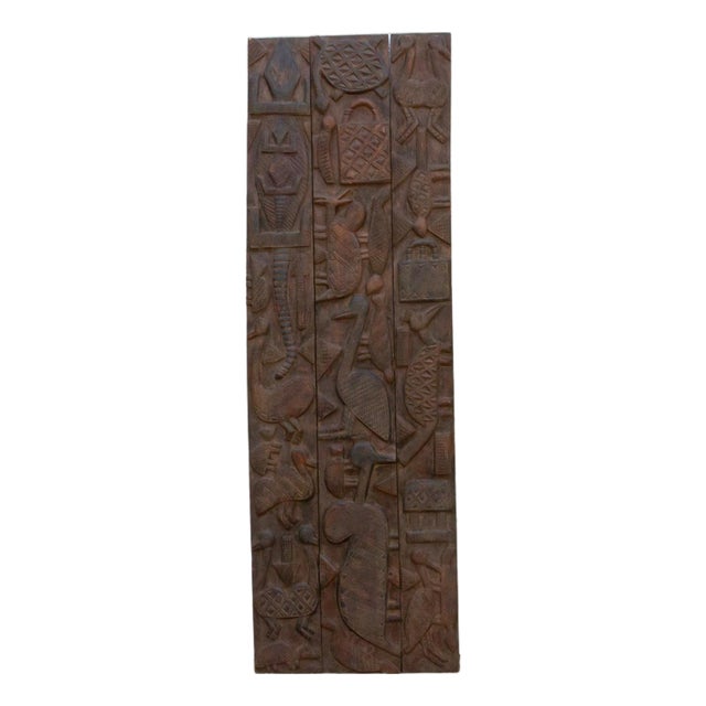 71" Tall Nupe Artisanal Carved Door For Sale