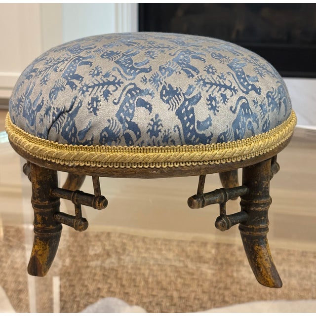 Petite 19th Century Chinoiserie Style Faux Bamboo Footstool For Sale - Image 9 of 16