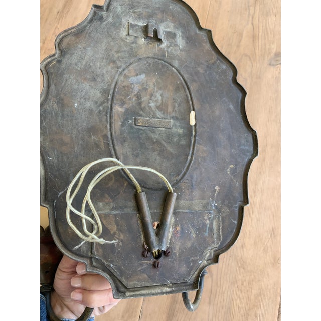 1920’s Original Bell Co. Sconces With Hand-Painted Cornucopia Central Motif - a Pair For Sale - Image 9 of 13