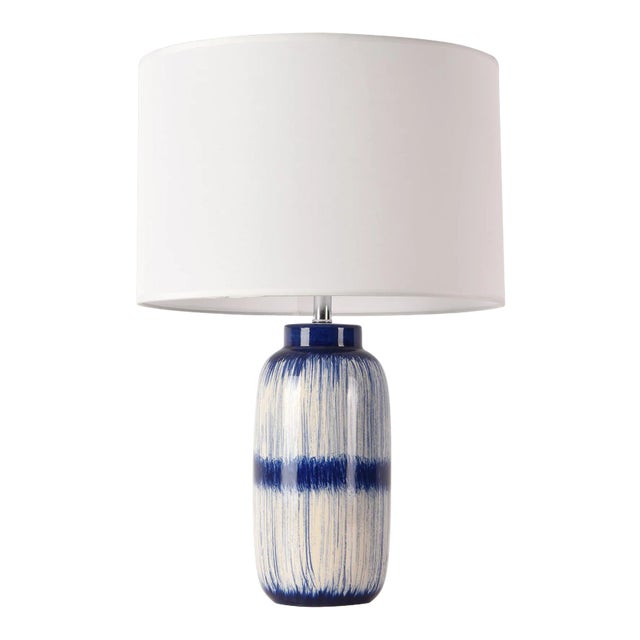 Pasargad Home Garcia Ceramic Navy & Ivory Table Lamp For Sale