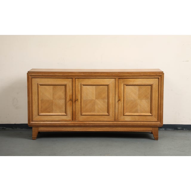 Art Deco 1940s French Art Deco Oak Sideboard, Three-Door Design, Sturdy Storage For Sale - Image 3 of 17