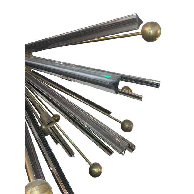 Metal Vintage Italian Murano Glass Sputnik Semi-Flush Mount Chandelier, 1980's. For Sale - Image 7 of 7