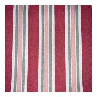 P Kaufmann Waverly Cream Green & Pink Awning Cabana Grosgrain Ribbon Ticking Stripe- 6 Yards For Sale