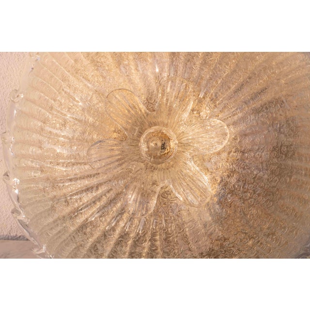1970s Italian Transparent Murano Glass Ceiling With Flower For Sale - Image 4 of 12