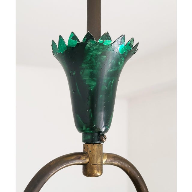 Mid-Century Murano Glass and Brass Pendant attributed to Barovier & Toso, 1950s For Sale - Image 16 of 18