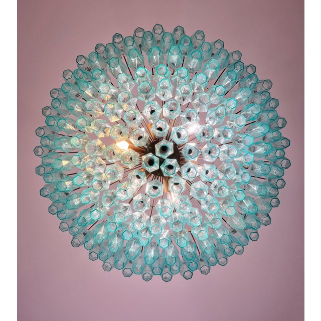 Vintage Murano Glass Chandelier with 185 Turquoise Poliedri, 1990 For Sale - Image 17 of 18
