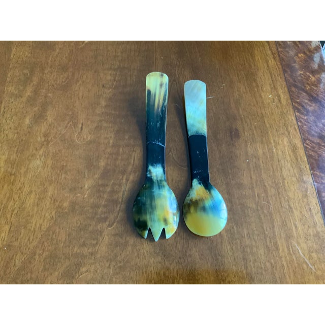 Horn Salad Servers - a Pair Elevate your salad serving with these lovely horn utensils. 8.5”long.
