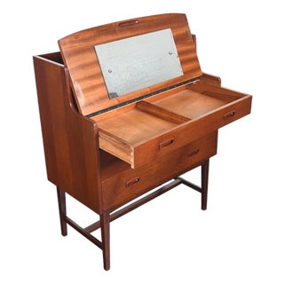 Mid 20th Century Secretary Desk / Vanity in Teak For Sale