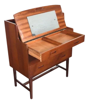 Mid 20th Century Secretary Desk / Vanity in Teak