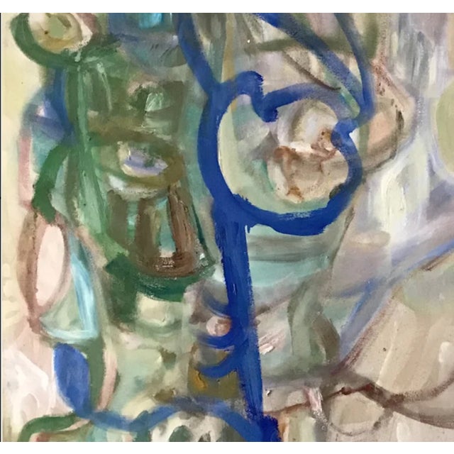 "Manicure", 2021. Abstract, Figurative Oil Painting on Canvas. Oyster Gray With Blue, Green and Lavender Highlights. For Sale - Image 4 of 6