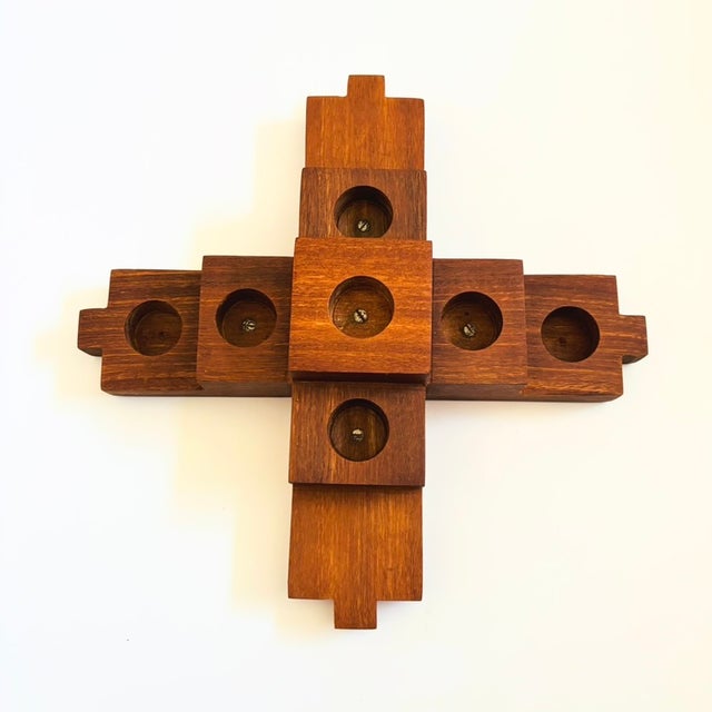 Wood Vintage Wood Block Candle Holder For Sale - Image 7 of 10