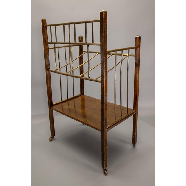 1920s Art Nouveau Brass and Walnut Magazine or Music Stand, Germany, 1920 For Sale - Image 5 of 18