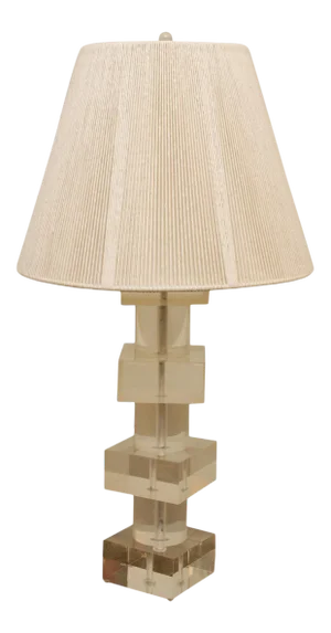 Vintage Modernist Stacked Lucite Table Lamp