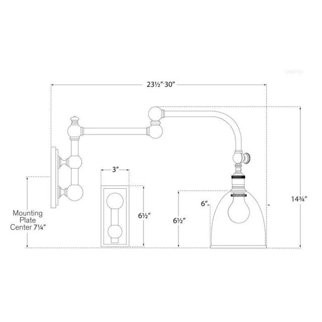 Traditional Chapman & Myers for Visual Comfort Signature Pimlico Double Swing Arm in Polished Nickel with Polished Nickel Shade For Sale - Image 3 of 3