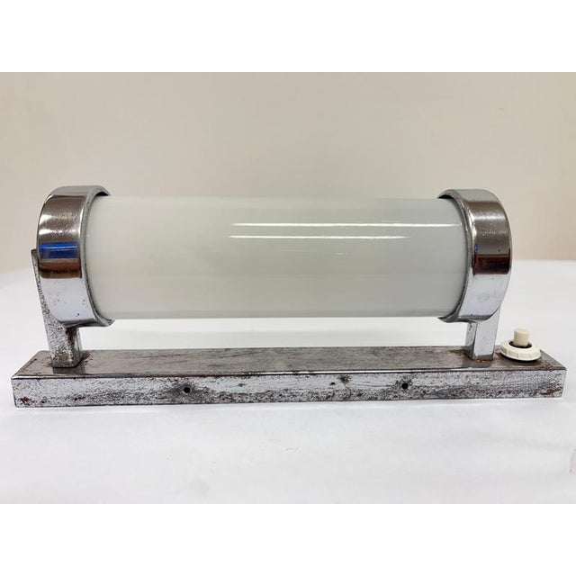 Glass Bauhaus Chrome Wall Lamp, Former Czechoslovakia, 1930s For Sale - Image 7 of 8