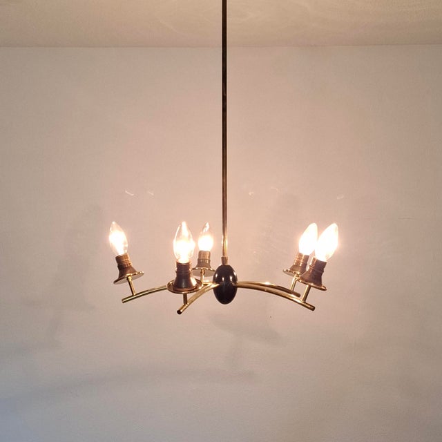Mid-Century Modern Five-Arm Sputnik Chandelier, Germany, 1960s For Sale - Image 11 of 17