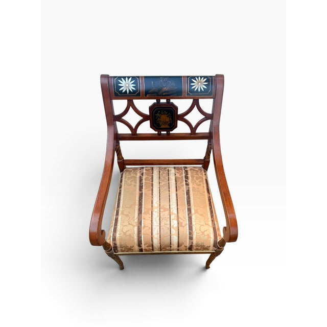 Regency Style Hand-Painted Neoclassical Armchairs, Pair For Sale - Image 12 of 18