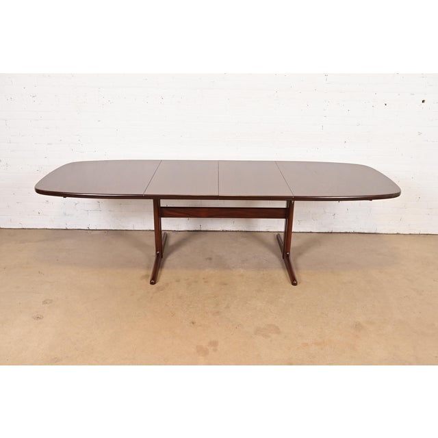 Mid-Century Modern Skovby Danish Modern Sculpted Rosewood Extension Dining Table, Newly Refinished For Sale - Image 3 of 14