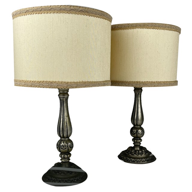 Vintage Metal Table Lamp, Italy 1960s, Set of 2 For Sale